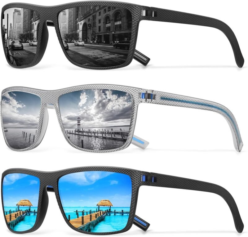 CEREMONYT Sunglasses Square Polarized Sunglasses Wayfarerfor Men Vintage Style Driving Travel Sun Glasses Lightweight Frame UV Protection Goggles