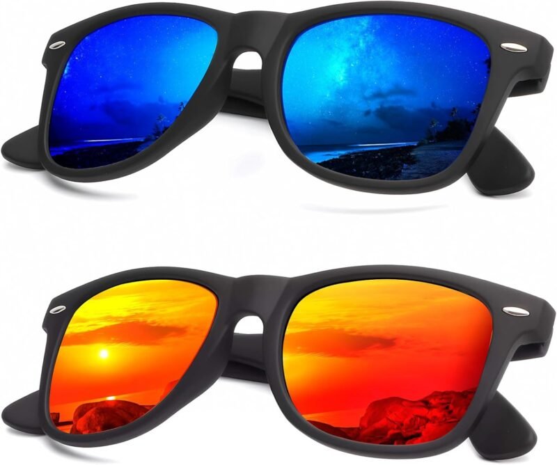 CEREMONYT Sunglasses Browline Sunglasses Men Polarized for Mens and Women Unisex Sun Glasses for Driving UV Protection