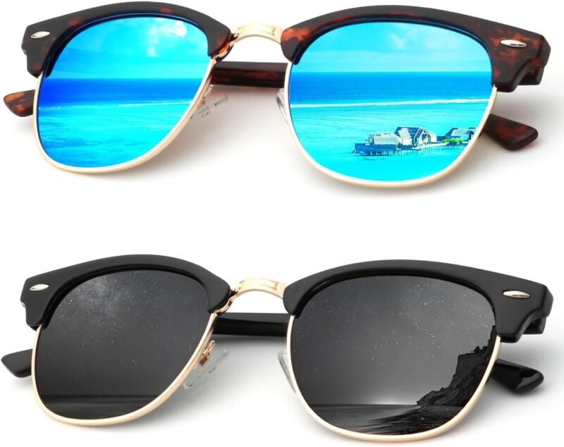 CEREMONYT Sunglasses Browline Sunglasses Men Polarized for Mens and Women Unisex Sun Glasses for Driving UV Protection