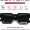 CEREMONYT Sunglasses Square  Sunglasses for Women Men Square Thick Frame Sun Glasses Simple Designer Style Shades