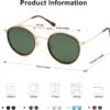 CEREMONYT Sunglasses Round Retro Round Double Bridge Polarized Sunglasses for Women Men Vintage Circle UV400 Sunnies SJ1104