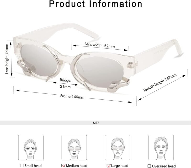 CEREMONYT Sunglasses Cat Eye Trendy Sunglasses for Women Men Vintage Narrow Cateye Metal Snake Sunnie Y2k Accessories AP3621