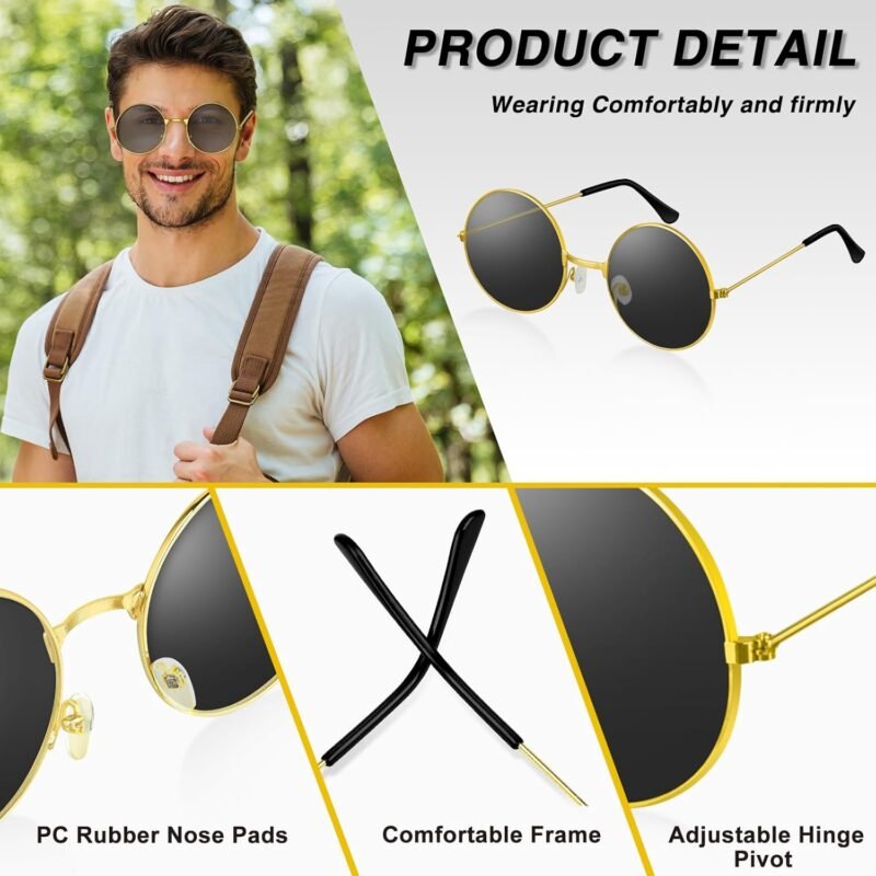 CEREMONYT Sunglasses Round 1-3 Pairs Hippie Sunglasses 70s Round Hippie Glasses Party Decoration Sunglasses for Women with Colored Glasses Cloth