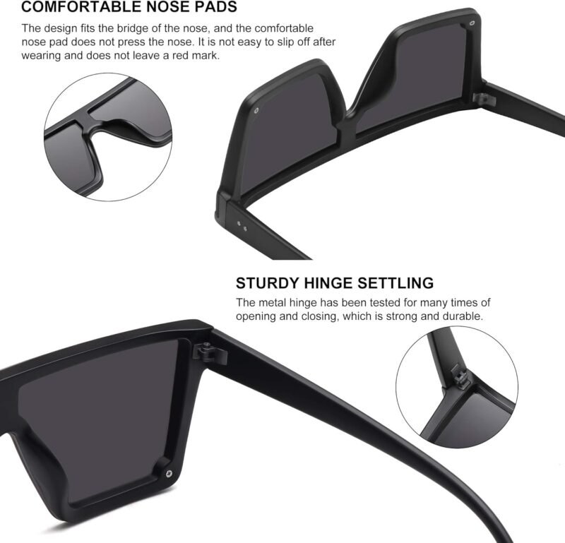 CEREMONYT Sunglasses Square  Oversized Square Sunglasses for Women Men Fashion Siamese Lens Style Flat Top Shield Shades