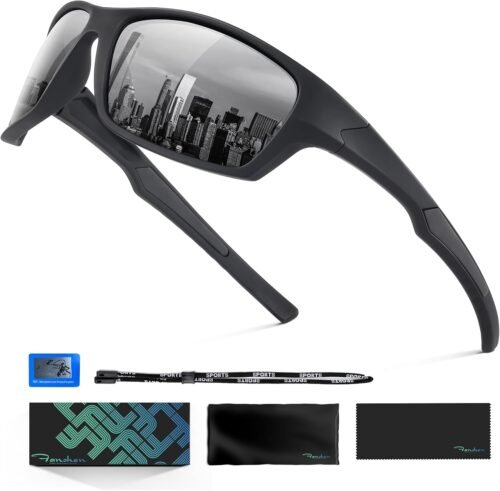 CEREMONYT Sunglasses Wraparound Sports Polarized Sunglasses for Men – Wrap Around Sunglasses for Mens Womens Cycling Running UV Protection