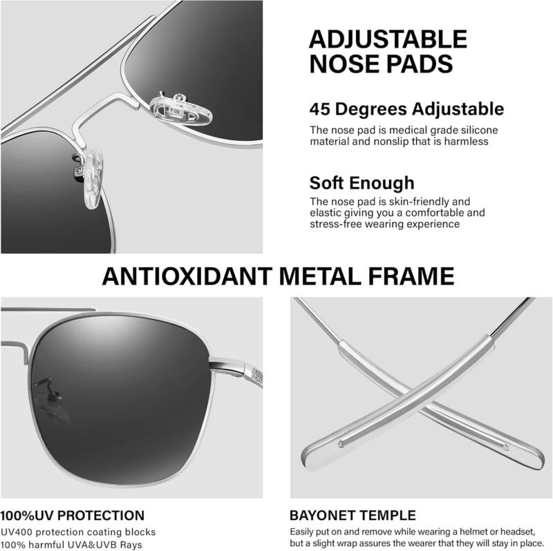 CEREMONYT Sunglasses Sunglasses Lightweight TR90 Unbreakable Polarized Driving Metal Frame Pilot Sun Glasses with UV Protection