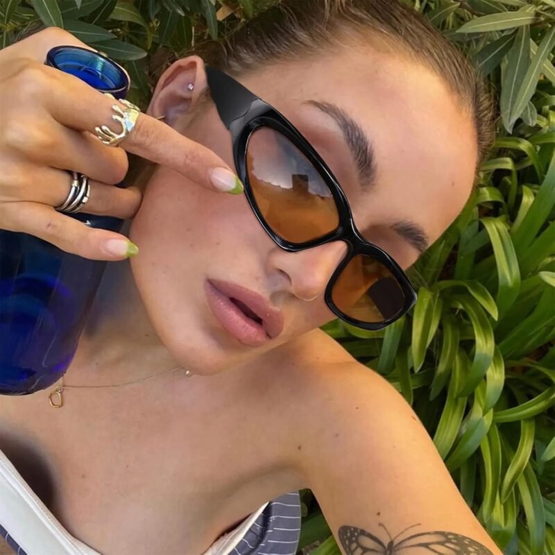 CEREMONYT Sunglasses Oval Fashion Sunglasses for Men Women Trendy Swift Oval Dark Futuristic Sunglasses Shades Glasses Eyeglasses