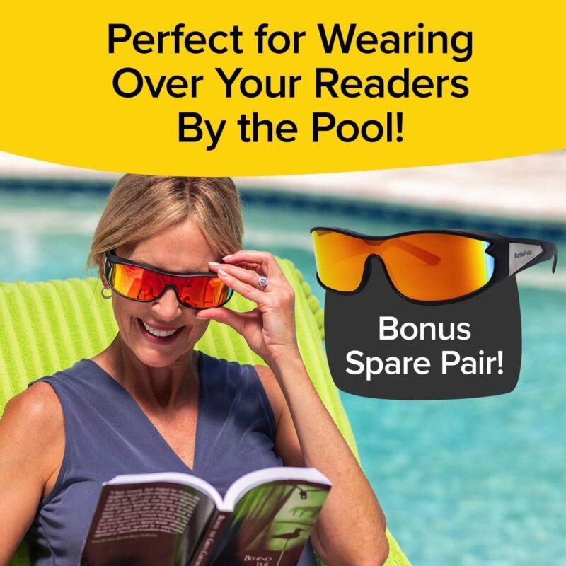 CEREMONYT Sunglasses Wraparound Wrap Arounds HD Polarized Sunglasses, Fits Over Your Prescription Eyeglasses and Reading, See Clearer, Anti-Glare, Protects Your Eyes by Blocking Blue & UV Rays, Unisex