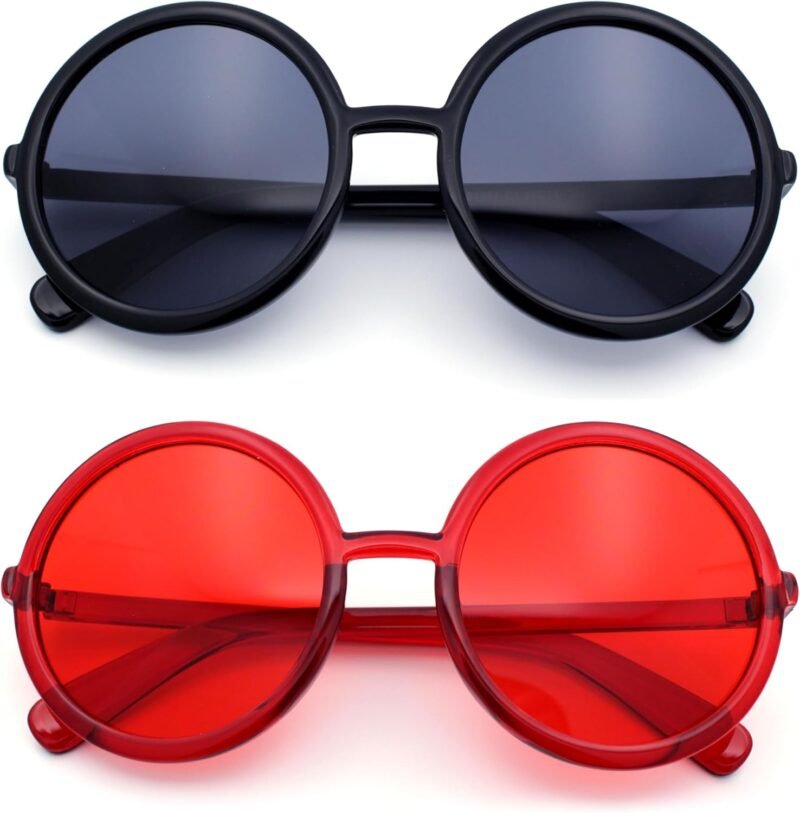 CEREMONYT Sunglasses Round  Womens Wizard Round Circle Lens Plastic Mod Fashion Sunglasses