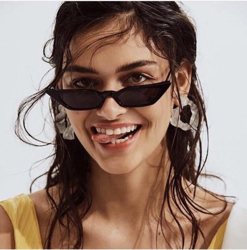 CEREMONYT Sunglasses Cat Eye Small Cat Eye Sunglasses for Men and Women Skinny  Frame Y2K Shades Trendy Fun Fashion Glasses