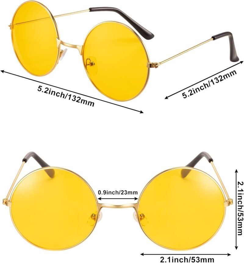 CEREMONYT Sunglasses Round 12 Pairs 60s 70s Hippie Circle Sunglasses for Women Men Retro Hippie Glasses Round Tinted Lens Sunglasses Pack Vintage Hipster Small Hippie Eyewear for Men Women Masquerade Costumes Party Gifts