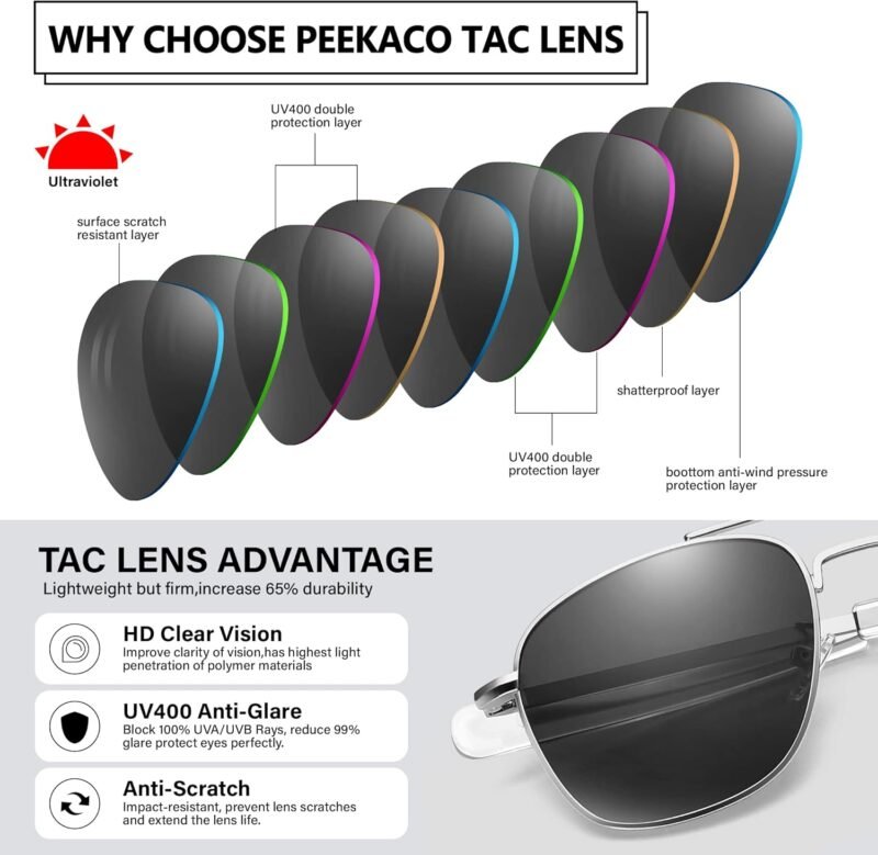 CEREMONYT Sunglasses Sunglasses Lightweight TR90 Unbreakable Polarized Driving Metal Frame Pilot Sun Glasses with UV Protection