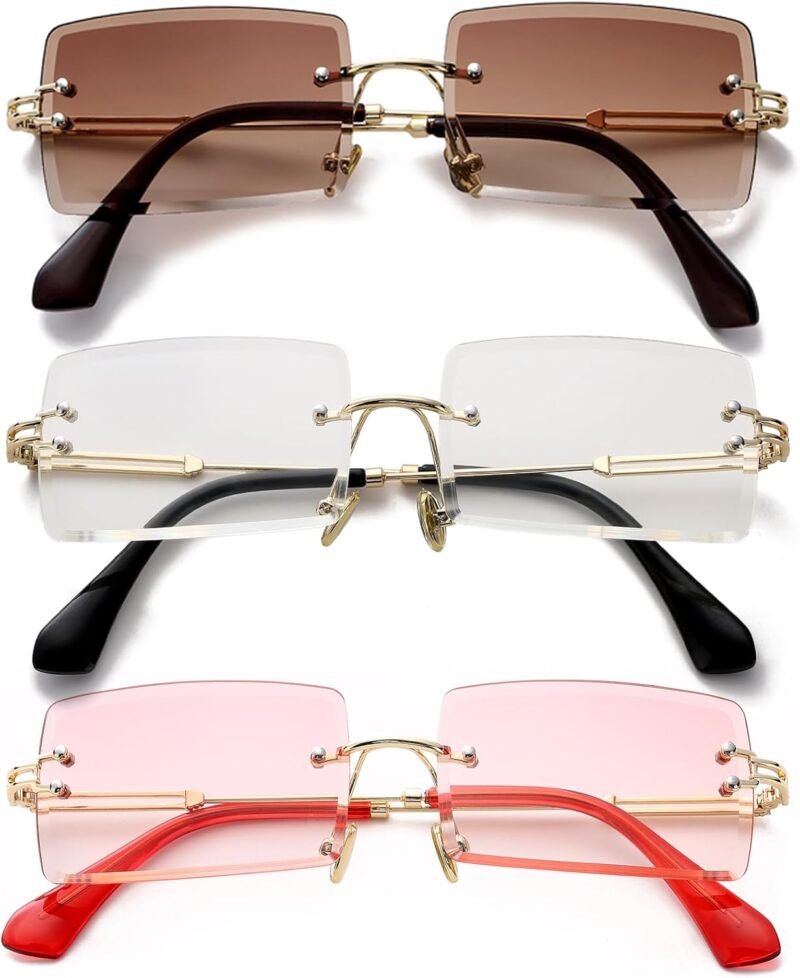 CEREMONYT Sunglasses Square  Rectangle Sunglasses for Women Men Vintage Rimless Square Sun Glasses Candy Color