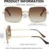 CEREMONYT Sunglasses Square Square Sunglasses for Women Men Polarized Vintage Retro Metal Frame Trendy Sun Glasses