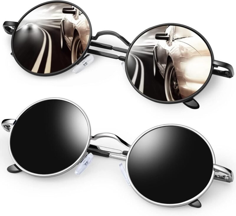 CEREMONYT Sunglasses Round  Round Sunglasses for Women Men Polarized Circle Sun Glasses UV Blocking Gojo Satoru Cosplay (2 Pack)