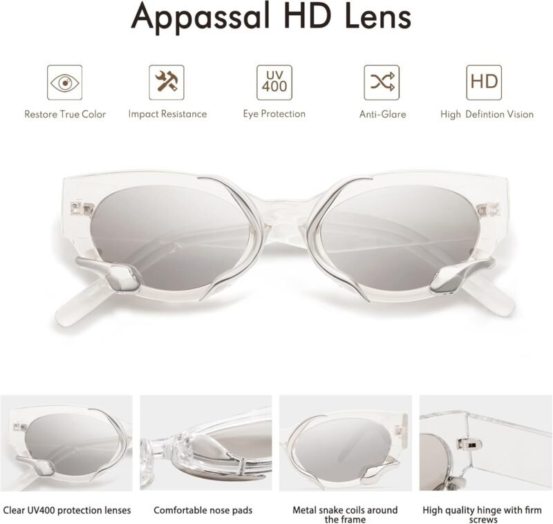 CEREMONYT Sunglasses Cat Eye Trendy Sunglasses for Women Men Vintage Narrow Cateye Metal Snake Sunnie Y2k Accessories AP3621