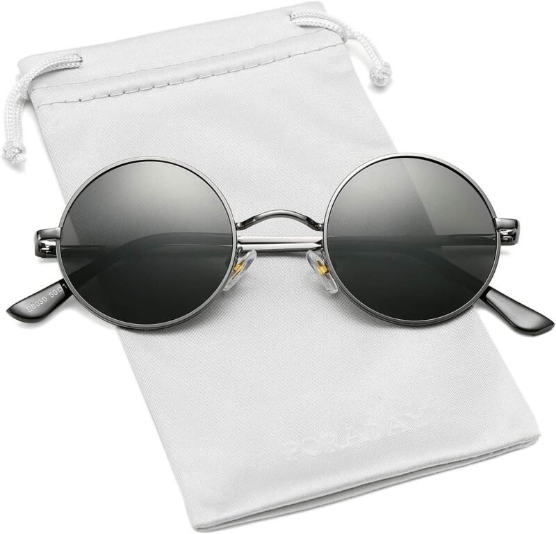 CEREMONYT Sunglasses Round Circle Lennon Glasses Retro Round Polarized Sunglasses Hippie Style Small Circle Sun Glasses