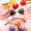 CEREMONYT Sunglasses Round 12 Pairs 60s 70s Hippie Circle Sunglasses for Women Men Retro Hippie Glasses Round Tinted Lens Sunglasses Pack Vintage Hipster Small Hippie Eyewear for Men Women Masquerade Costumes Party Gifts