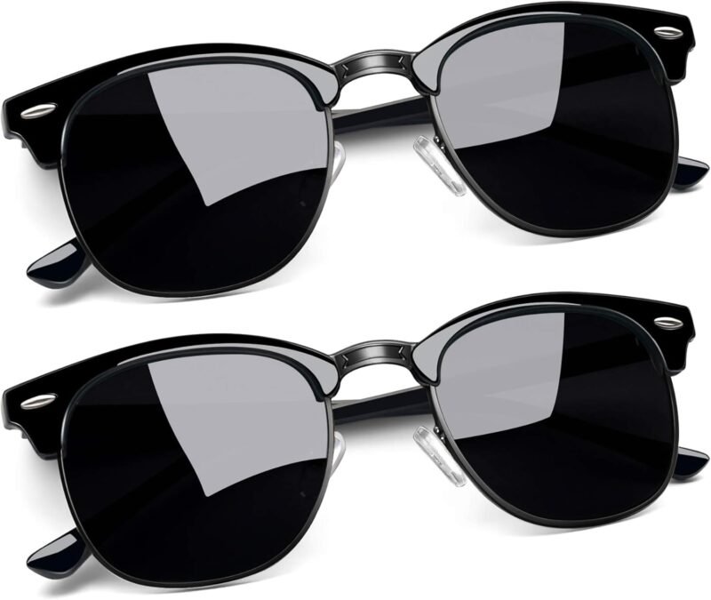 CEREMONYT Sunglasses Round  Semi-Rimless Sunglasses Half Frame Sun Glasses Brownline Shades for Women Men UV400 Protection