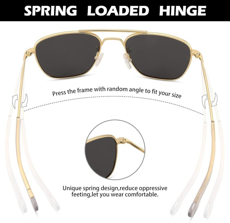 CEREMONYT SunglassesPro   Sunglasses Men Polarized  Sunglasses Military Style Metal Frame with Bayonet Temples