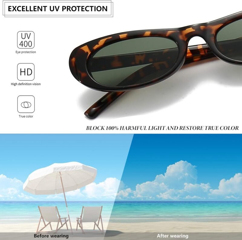 CEREMONYT Sunglasses Oval Narrow Cat Eye Sunglasses for Women 90s  Oval  Womens Oval Sunglasses Fashion Small Black Shades