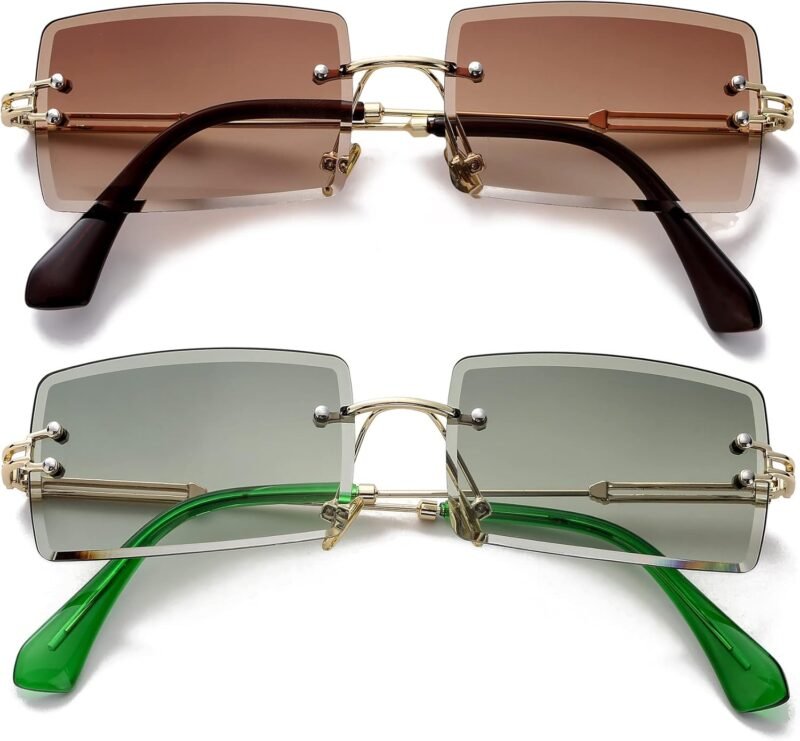 CEREMONYT Sunglasses Square  Rectangle Sunglasses for Women Men Vintage Rimless Square Sun Glasses Candy Color