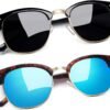 CEREMONYT Sunglasses Round  Semi-Rimless Sunglasses Half Frame Sun Glasses Brownline Shades for Women Men UV400 Protection