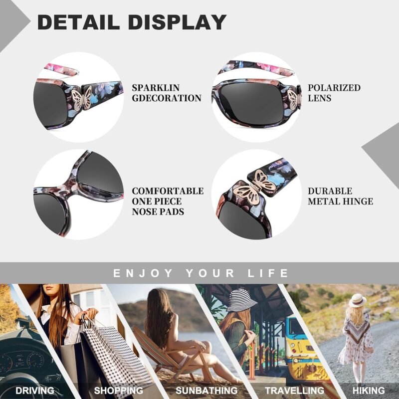 CEREMONYT Sunglasses Wraparound Women’s Polarized Sunglasses – Fashionable Wraparound Butterfly Design with UV400 Protection