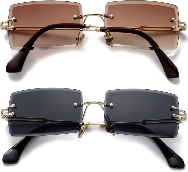 CEREMONYT Sunglasses Square  Rectangle Sunglasses for Women Men Vintage Rimless Square Sun Glasses Candy Color