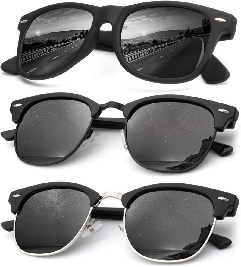 CEREMONYT Sunglasses Browline Sunglasses Men Polarized for Mens and Women Unisex Sun Glasses for Driving UV Protection