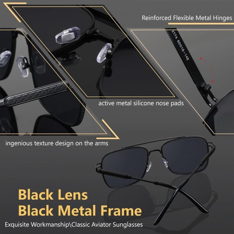 CEREMONYT Sunglasses Square  Sunglasses for Men Women Vintage 70s Pilot Shades Classic Metal Frame B2845