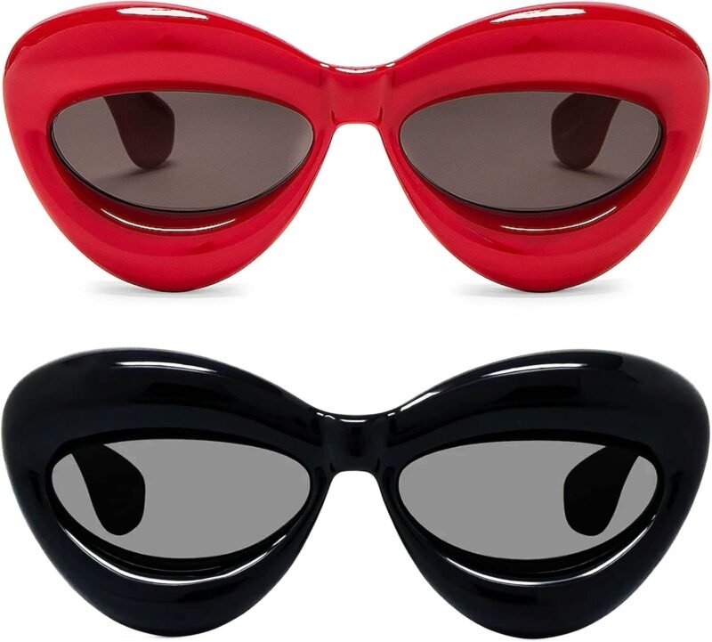 CEREMONYT Sunglasses Cat EyeFashion Inflated Cat-eye Sunglasses for Women Oversized Frame Sexy Lip Candy Color Glasses Trendy Designer Style