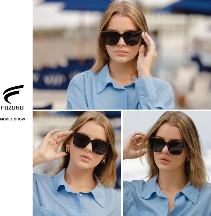 CEREMONYT Sunglasses Square Large Square Sunglasses Trendy Polarized Sunglasses for Women Men Classic Retro Style UV400 Protection