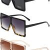 CEREMONYT Sunglasses Square Square Oversized Sunglasses for Women Men Flat Top Fashion Shades