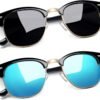 CEREMONYT Sunglasses Round  Semi-Rimless Sunglasses Half Frame Sun Glasses Brownline Shades for Women Men UV400 Protection