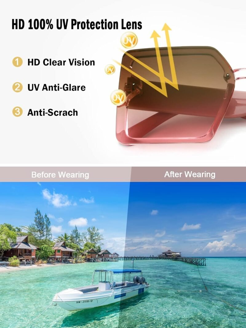 CEREMONYT Sunglasses Square Oversized Square Sunglasses for Women Big Large Wide Designer Trendy Sunglasses for UV Sunglasses Women