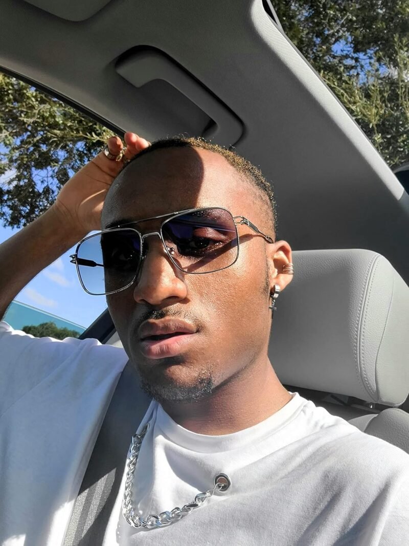 CEREMONYT Sunglasses Square  Sunglasses for Men Women Vintage 70s Pilot Shades Classic Metal Frame B2845