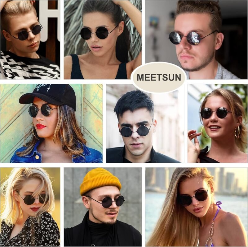 CEREMONYT Sunglasses Round  Small Round Sunglasses Polarized for Men Women Retro Vintage Circle Hippie Sun Glasses UV400