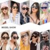 CEREMONYT Sunglasses Square  Oversized Square Cateye Polarized Sunglasses for Women Men Big Trendy Sunnies SJ2115