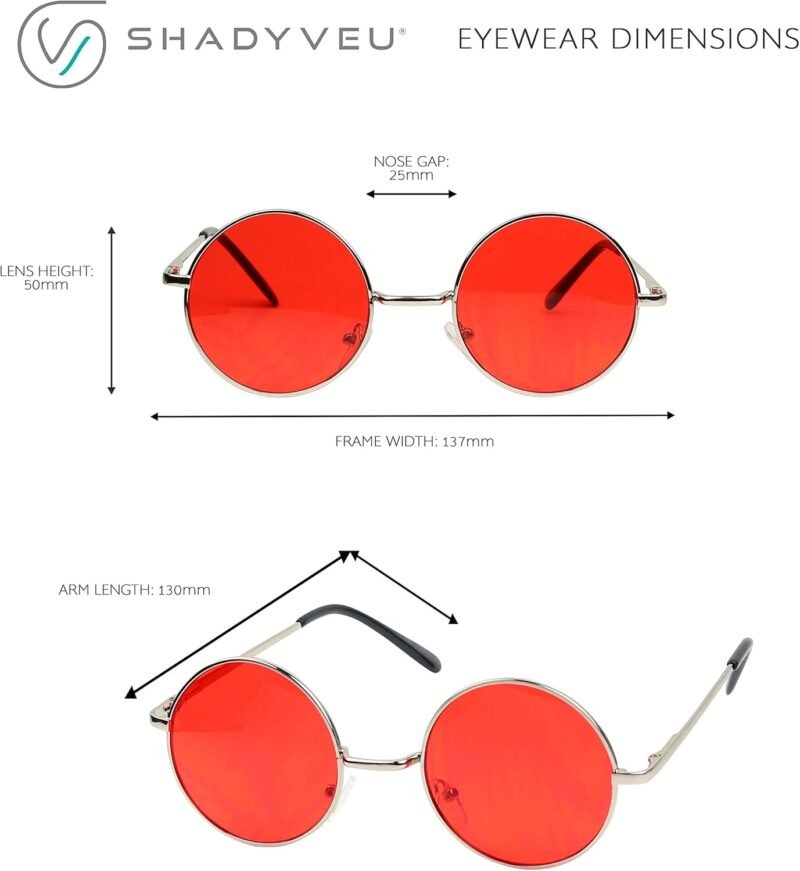 CEREMONYT Sunglasses Round Retro Round Style 70s Sunglasses Colorful Tint Groovy Hippie Mens Womens Shades