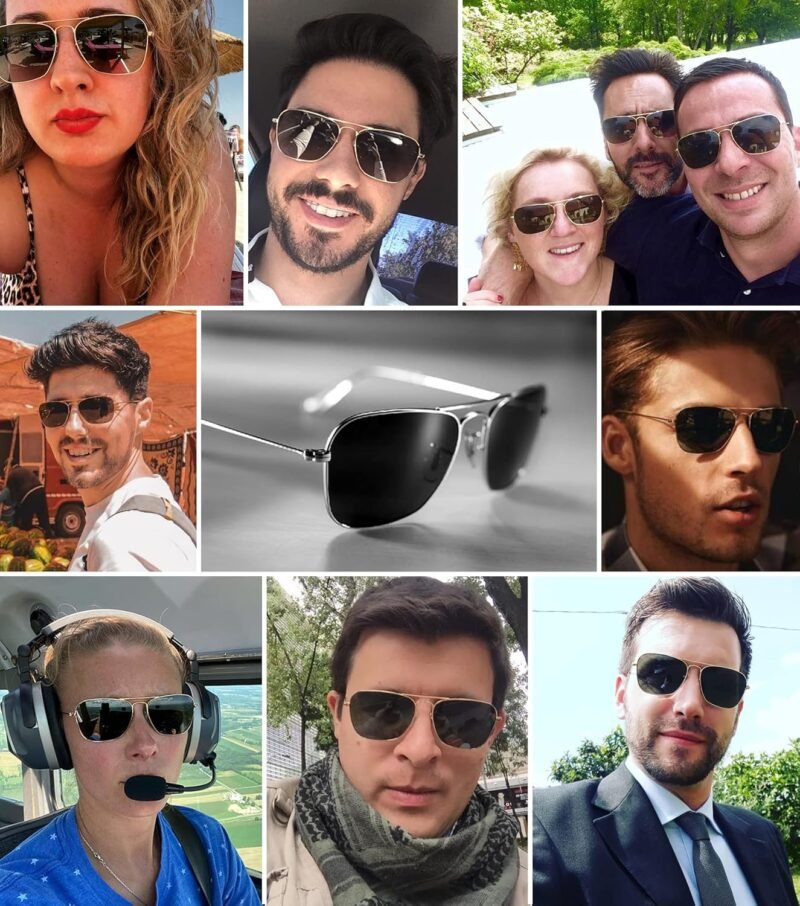 CEREMONYT Sunglasses Square  Sunglasses for Women Men Polarized Pilot Military Square Shades Classic Vintage Metal Sun Glasses