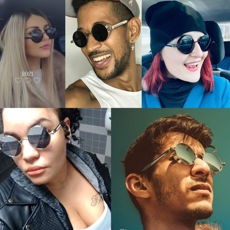 CEREMONYT Sunglasses Round  Vintage Steampunk Retro Metal Round Circle Frame Sunglasses