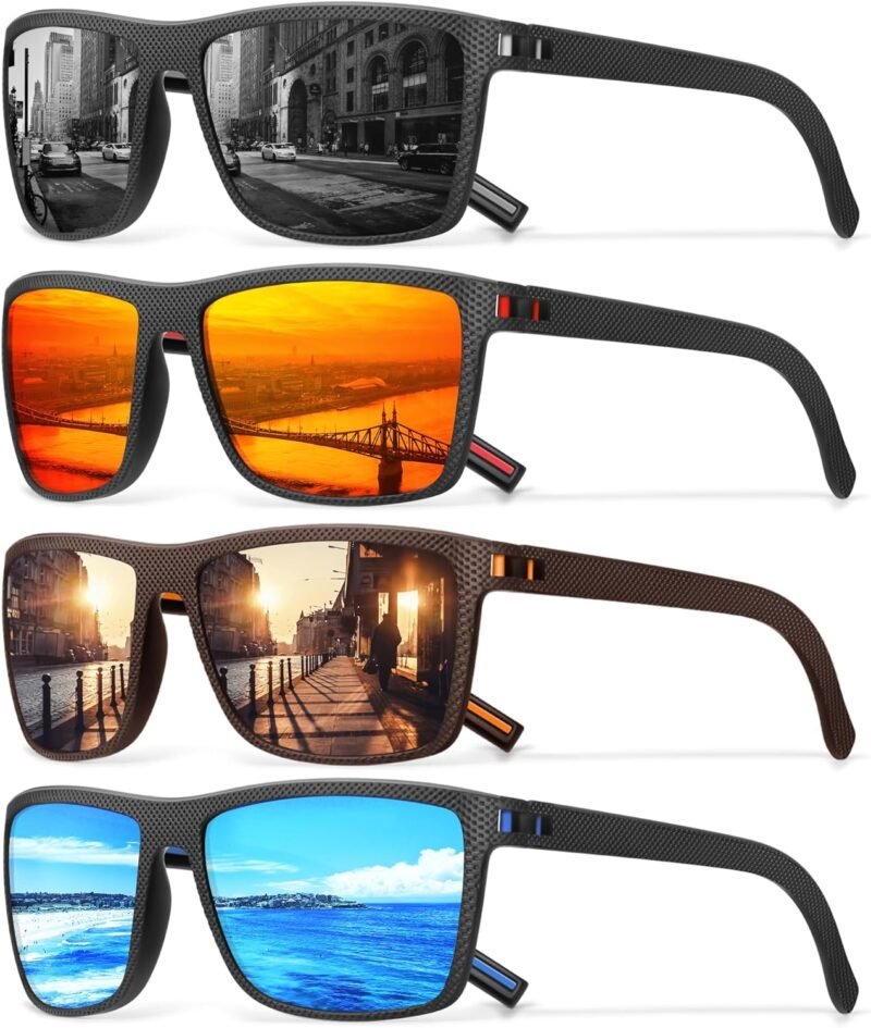 CEREMONYT Sunglasses Square Polarized Sunglasses Wayfarerfor Men Vintage Style Driving Travel Sun Glasses Lightweight Frame UV Protection Goggles