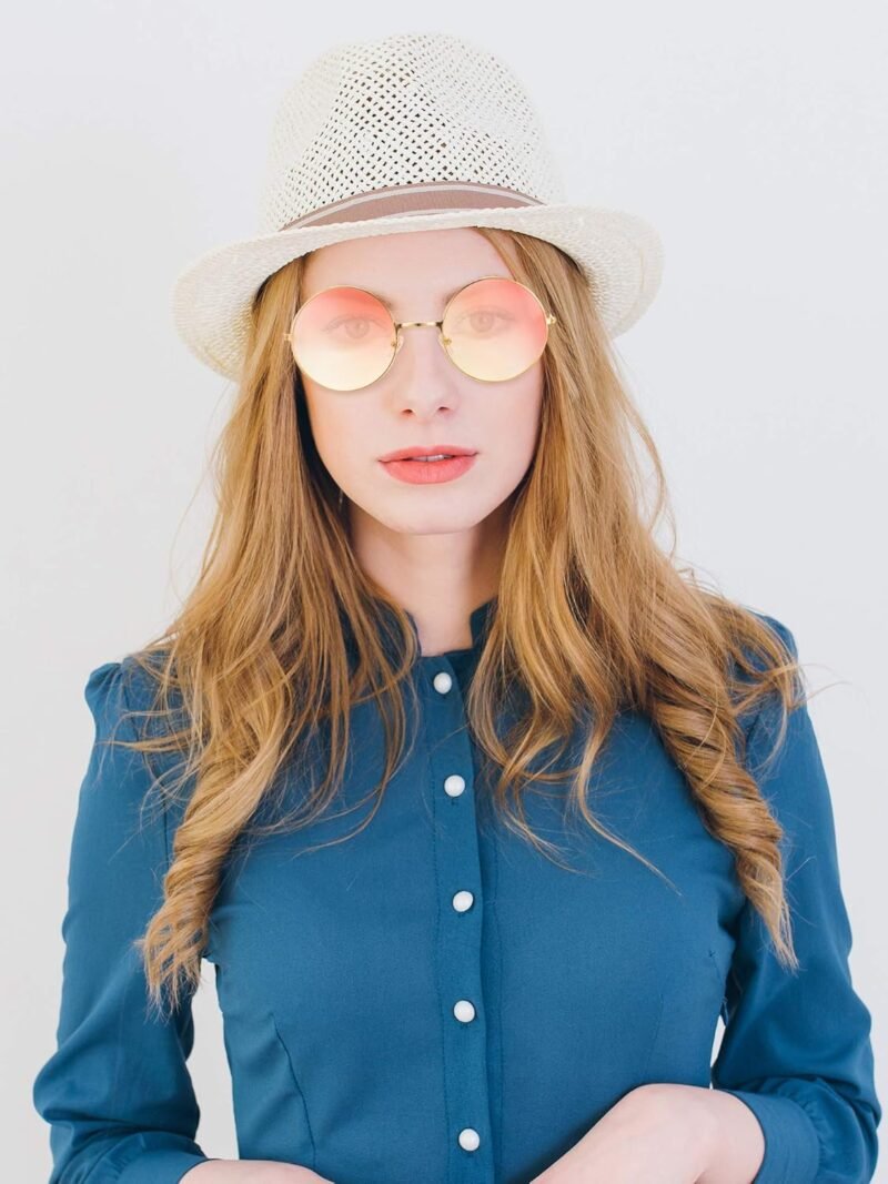 CEREMONYT Sunglasses Round 12 Pairs 60s 70s Hippie Circle Sunglasses for Women Men Retro Hippie Glasses Round Tinted Lens Sunglasses Pack Vintage Hipster Small Hippie Eyewear for Men Women Masquerade Costumes Party Gifts