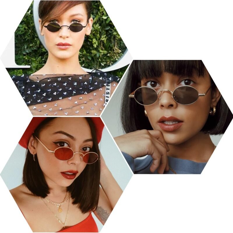 81JESGJ1oML._AC_SL1500 CEREMONYT Sunglasses Oval Vintage Small Round Sunglasses OvalSlender Metal Frame Candy Colors B2422