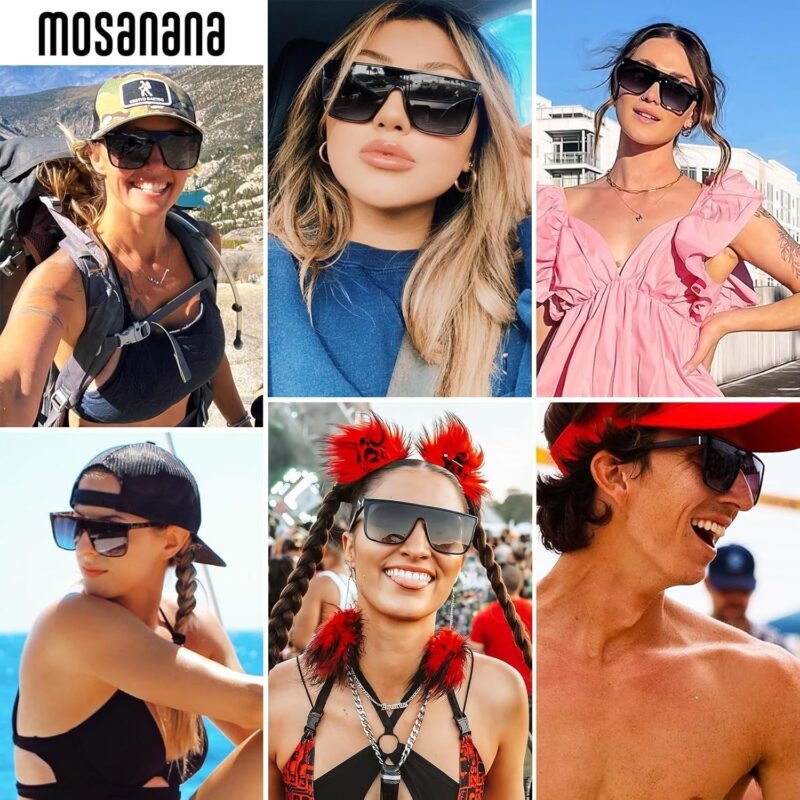 CEREMONYT Sunglasses Square Polarized Oversized Square Sunglasses for Women Men, Trendy Flat Top Fashion Shield Shades MS52363