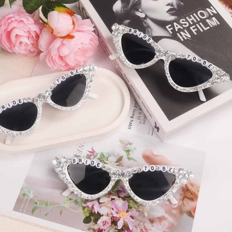 CEREMONYT Sunglasses Cat EyeBride Sunglasses for Bachelorette White Heart Glasses for Bride to Be Gift, Bachelorette Accessories Party Favors