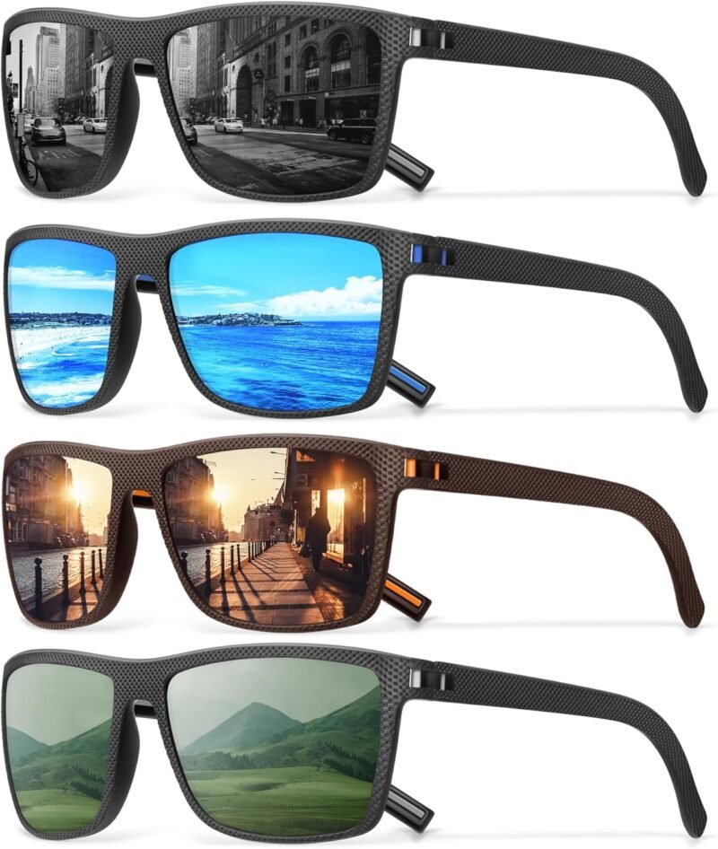 CEREMONYT Sunglasses Square Polarized Sunglasses Wayfarerfor Men Vintage Style Driving Travel Sun Glasses Lightweight Frame UV Protection Goggles