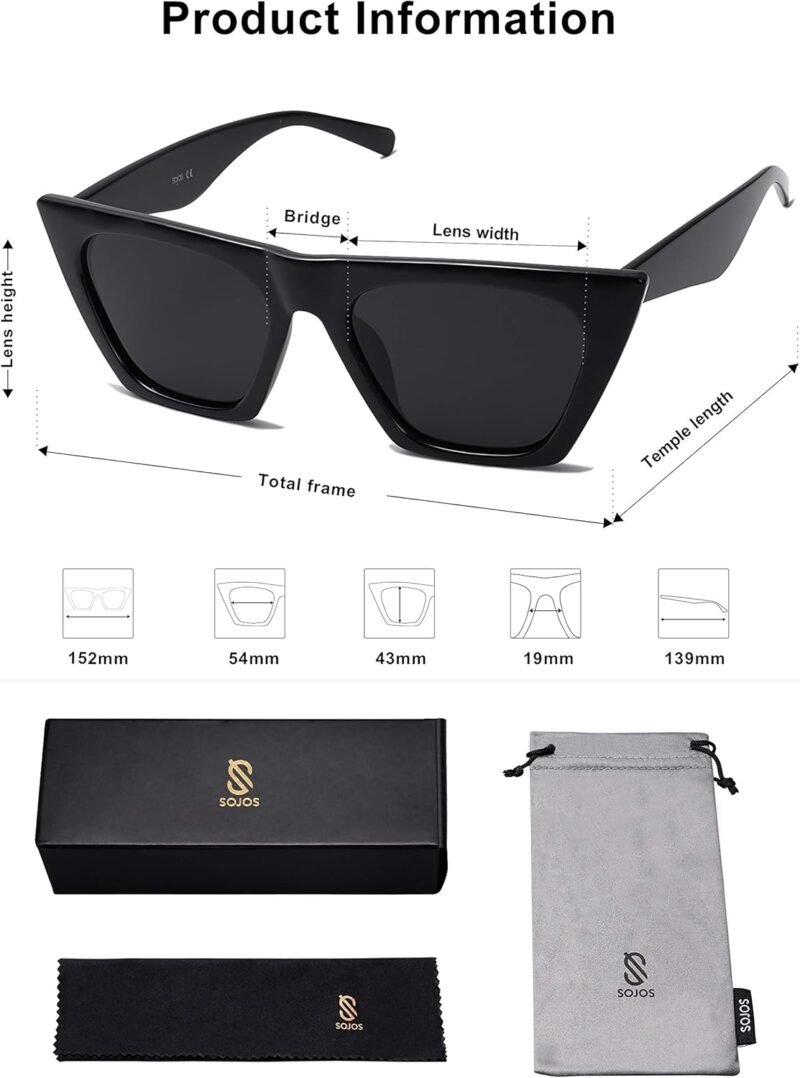 CEREMONYT Sunglasses Square  Oversized Square Cateye Polarized Sunglasses for Women Men Big Trendy Sunnies SJ2115
