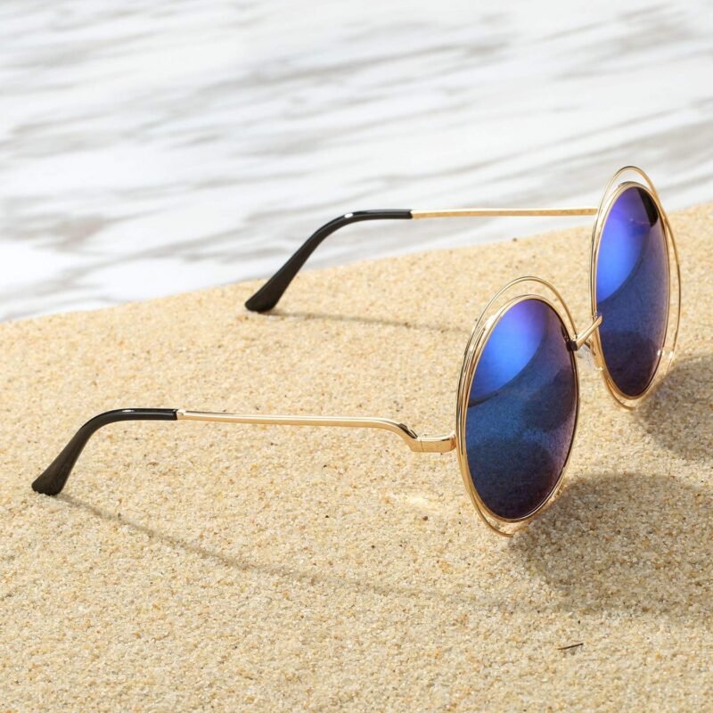 CEREMONYT Sunglasses Round Pro Women’s Double Circle Metal Wire Frame Oversized Round Sunglasses